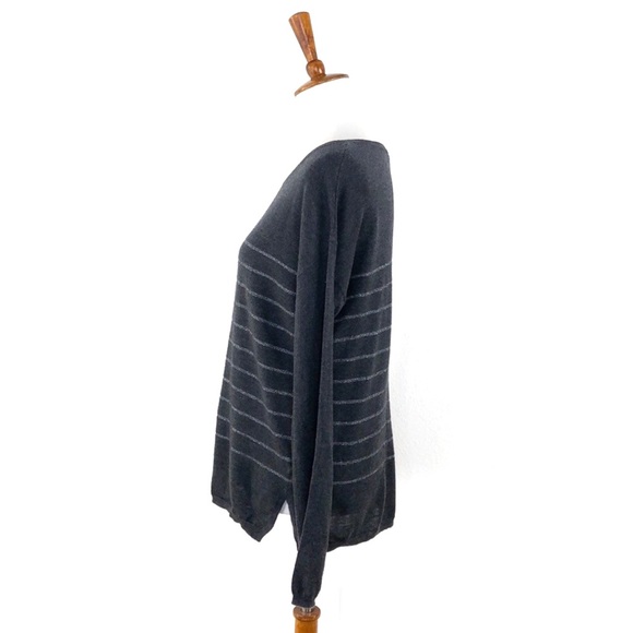 Joie Grey Metallic Stripe Long Sleeve Sweater - Picture 3 of 7